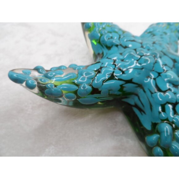 Starfish Figurine Paper Weight Turquoise & Green Handcrafted Art Glass Sculpture - Picture 3 of 6